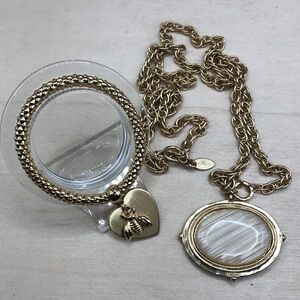 Curated Bundle Chico's Long Chain Necklace 2 Sided, Plus Charm Bracelet.